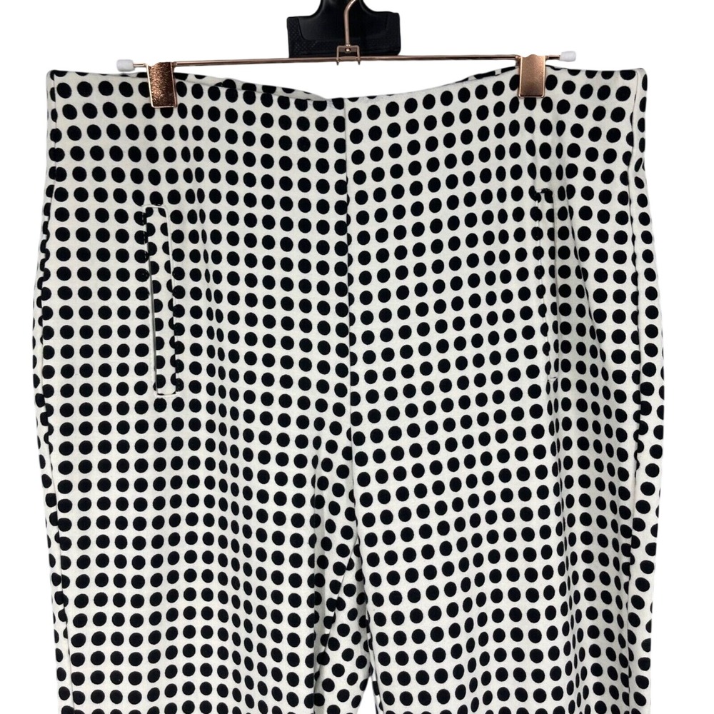 Chico's Pants 1 Black White Polka Dot Ponte Juliet‎ Slim Leg Ankle Work Casual